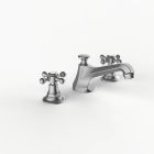 Davinci CAR-SUT-100-SN Carlyle Deck Mounted, Three Hole Lavatory Faucet with Low Profile Traditional Spout with Cross Handles with Pop Up Drain in Satin Nickel