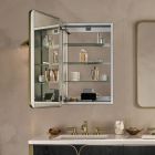 Robern CC2034D4RC87TU Craft Series 20" W X 34" H X 4" D Rectangular Round Corner Metal Medicine Cabinet in Polished Stainless Steel with Slow-Close Hinges, Electric Upgrade