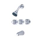 Central Brass 0608-Z  Triple Handle Tub and Shower Trim with Shower Head, Tub Spout, and Knob Handles in Polished Chrome