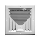 Continental Industries AE3W 14MS 14" Square Ceiling Diffuser, 3-Way, Multi-Shutter Damper, White, Extruded Aluminum, Import