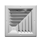 Continental Industries AE5W 08MS 8" Square Ceiling Diffuser, 2-Way Corner, Multi-Shutter Damper, White, Extruded Aluminum, Import