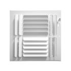 Continental Industries C4W 1010 10" X 10" Curved-Blade Sidewall/Ceiling Register, 4-Way Deflection, Multi-Shutter Damper, White, Steel, USA