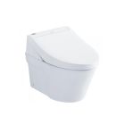TOTO Washlet+ AP Wall-Hung Elongated Toilet, Washlet C5, DuoFit 0.9/1.28 GPF Dual Flush In Wall Carrier, Matte Silver Flush Plate CWT4263084CMFG#MS