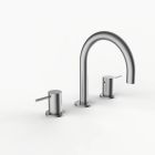 Davinci D01-H01-100-SN Program 1.0 Deck Mounted Three Hole Lavatory Faucet with Gooseneck Spout with Lever Handles in Satin Nickel 