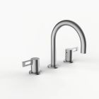 Davinci D01-H04-100-SN Program 1.0 Deck Mounted Three Hole Lavatory Faucet with Gooseneck Spout with Lever Handles in Satin Nickel 