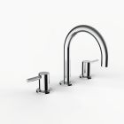 Davinci D01-H05-100-PC Program 1.0 Deck Mounted Three Hole Lavatory Faucet with Gooseneck Spout with Lever Handles in Polished Chrome