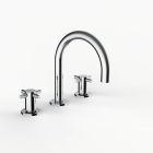 Davinci D01-H06-100-PC Program 1.0 Deck Mounted Three Hole Lavatory Faucet with Gooseneck Spout with Cross Handles in Polished Chrome