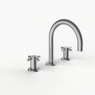 Davinci D01-H06-100-SN Program 1.0 Deck Mounted Three Hole Lavatory Faucet with Gooseneck Spout with Cross Handles in Satin Nickel