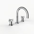 Davinci D01-H07-100-PC Program 1.0 Deck Mounted Three Hole Lavatory Faucet with Gooseneck Spout with Cross Handles in Polished Chrome