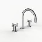 Davinci D01-H07-100-SN Program 1.0 Deck Mounted Three Hole Lavatory Faucet with Gooseneck Spout with Cross Handles in Satin Nickel 
