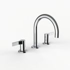 Davinci D01-H08-100-PC Program 1.0 Deck Mounted Three Hole Lavatory Faucet with Gooseneck Spout with Lever Handles in Polished Chrome