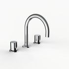 Davinci D01-S3S-100-PC Program 1.0 Deck Mounted Three Hole Lavatory Faucet with Gooseneck Spout with Tall Knob Handles, Smooth in Polished Chrome