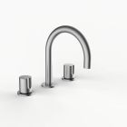 Davinci D01-S3S-100- SN Program 1.0 Deck Mounted Three Hole Lavatory Faucet with Gooseneck Spout with Tall Knob Handles, Smooth in Satin Nickel 