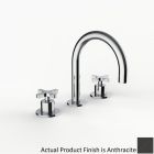 Davinci D01-H24-100-AN Program 1.1 Deck Mounted, Three Hole Lavatory Faucet with Arc Spout with Cross Handles in Anthracite