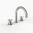 Davinci D01-H24-100-PC Program 1.1 Deck Mounted, Three Hole Lavatory Faucet with Arc Spout with Cross Handles in Polished Chrome