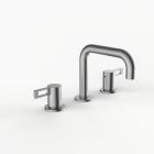 Davinci D02-H04-100-SN Program 1.0 Deck Mounted Three Hole Lavatory Faucet with 90 Degree Spout with Lever Handles in Satin Nickel 