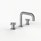Davinci D02-H06-100-SN Program 1.0 Deck Mounted Three Hole Lavatory Faucet with 90 Degree Spout with Cross Handles in Satin Nickel 