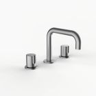 Davinci D02-S3S-100-SN Program 1.0 Deck Mounted Three Hole Lavatory Faucet with 90 Degree Spout with Tall Knob Handles, Smooth in Satin Nickel 
