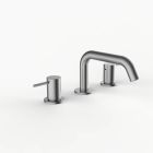 Davinci D03-H01-100-SN Program 1.0 Deck Mounted Three Hole Lavatory Faucet with Soft Angle Spout with Lever Handles in Satin Nickel