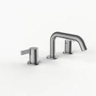 Davinci D03-H02-100-SN Program 1.0 Deck Mounted Three Hole Lavatory Faucet with Soft Angle Spout with Lever Handles in Satin Nickel 