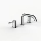 Davinci D03-H05-100-PC Program 1.0 Deck Mounted Three Hole Lavatory Faucet with Soft Angle Spout with Lever Handles in Polished Chrome