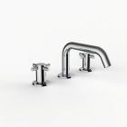 Davinci D03-H06-100-PC Program 1.0 Deck Mounted Three Hole Lavatory Faucet with Soft Angle Spout with Cross Handles in Polished Chrome