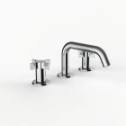 Davinci D03-H07-100-PC Program 1.0 Deck Mounted Three Hole Lavatory Faucet with Soft Angle Spout with Cross Handles in Polished Chrome