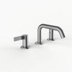 Davinci D03-H08-100-SN Program 1.0 Deck Mounted Three Hole Lavatory Faucet with Soft Angle Spout with Lever Handles in Satin Nickel 
