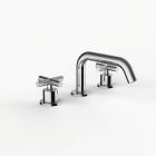 Davinci D03-H19-100-PC Program 1.1 Deck Mounted, Three Hole Lavatory Faucet with Soft Angle Spout with Cross Handles in Polished Chrome