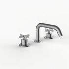 Davinci D03-H24-100-SN Program 1.1 Deck Mounted, Three Hole Lavatory Faucet with Soft Angle Spout with Cross Handles in Satin Nickel