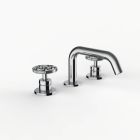 Davinci D03-IND-100-PC Program 1.1 Deck Mounted, Three Hole Lavatory Faucet with Soft Angle Spout with Knurled Wheel Handles in Polished Chrome