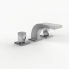 Davinci D04-H09-100-SN Torsion Deck Mounted Three Hole Lavatory Faucet with Low Profile Spout with Twist Knob Handles in Satin Nickel 