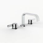 Davinci D05-56-100-PC Flat Round Deck Mounted, Three Hole Lavatory Faucet with Flat Low, Round Flange Spout with Lever Handles in Polished Chrome