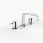 Davinci D05-H01-100-PC Flat Round Deck Mounted, Three Hole Lavatory Faucet with Flat Low, Round Flange Spout with Stick Lever Style Handles in Polished Chrome