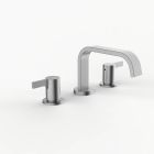 Davinci D05-H02-100-SN Flat Round Deck Mounted, Three Hole Lavatory Faucet with Flat Low, Round Flange Spout with Flag Lever Style Handles in Satin Nickel