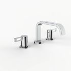 Davinci D05-H04-100-PC Flat Round Deck Mounted, Three Hole Lavatory Faucet with Flat Low, Round Flange Spout with Loop Lever Style Handles in Polished Chrome