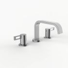 Davinci D05-H04-100-SN Flat Round Deck Mounted, Three Hole Lavatory Faucet with Flat Low, Round Flange Spout with Loop Lever Style Handles in Satin Nickel