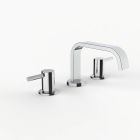 Davinci D05-H05-100-PC Flat Round Deck Mounted, Three Hole Lavatory Faucet with Flat Low, Round Flange Spout with Reveal Lever Style Handles in Polished Chrome