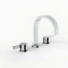 Davinci D06-56-100-PC 8CC Flat Round Three Hole Lavatory Faucet with Flat Arc, Round Flange Spout with Lever Handles in Polished Chrome