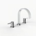 Davinci D06-H05-100-PC Flat Round Deck Mounted, Three Hole Lavatory Faucet with Flat Arc, Round Flange Spout with Reveal Lever Style Handles in Polished Chrome
