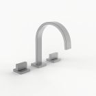 Davinci D06-S-H21-100-SN Flat Square Deck Mounted, Three Hole Lavatory Faucet with Flat Arc, Square Flange Spout with Flat Handles in Satin Nickel