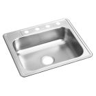Elkay D125224 Dayton® Stainless Steel 25" L X 22" W X 6-9/16" L 4-Hole Single Bowl Drop-in Sink
