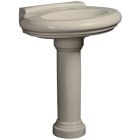 Danze DC016028BC 30 Inch Single Bowl Vitreous China Pedestal Lavatory Sink with Overflow, Widespread Faucet Mounting, 8 Inch Centers and Backsplash In Biscuit (Requires Pedestal Column or Vanity Sold Separately)