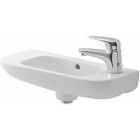 Duravit 07065000082 D-Code 20" L X 9" W X 5-3/8" H Rectangular Wall Mounted Right Side Single Hole Vessel Sink with Overflow in White