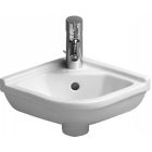 Duravit 0752440000 Starck 3 17" L X 15" W X 7" H Corner Ceramic Wall Mounted  Single Hole Bathroom Sink with Overflow in White