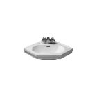 Duravit 0793420000 1930 Series 24" L X 18" W X 8" H Pentagon Wall Mounted Single Hole Bathroom Sink with Overflow in White