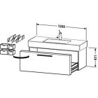 Duravit FO957401313 Fogo 47" L X 18" W X 16" H Wall Mounted Bathroom Vanity Base Only with 3 Glass Divider in American Walnut (Vanity Top Sold Separately)