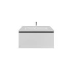 Emory & Bond EB551124WH-WVT-MB Vota 24" W X 18" D, 1 Drawer Wall Mount Vanity with Matte Black Handle in Gloss White