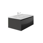 Emory and BondEB551132GR-WVT-MB Vota 32" W X 18" D, 1 Drawer Wall Mount Vanity with Matte Black Handle in Dark Gray