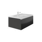 Emory and BondEB551132GR-WVT-WH Vota 32" W X 18" D, 1 Drawer Wall Mount Vanity with White Handle in Dark Gray